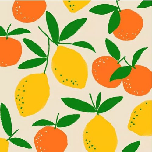 Zitronen und Orangen Serviette 25x25 cm