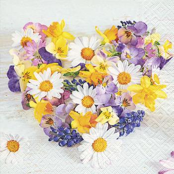 Herz aus Blumen - Servietten 33x33 cm